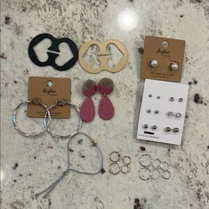 HOPE Collection Jewelry earrings studs, hoops, heart bracelet bra strap hooks